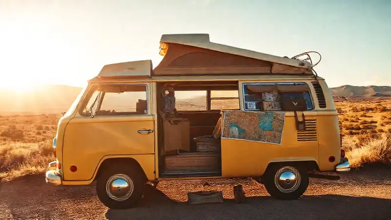 Un viaje en camper vintage y soleado