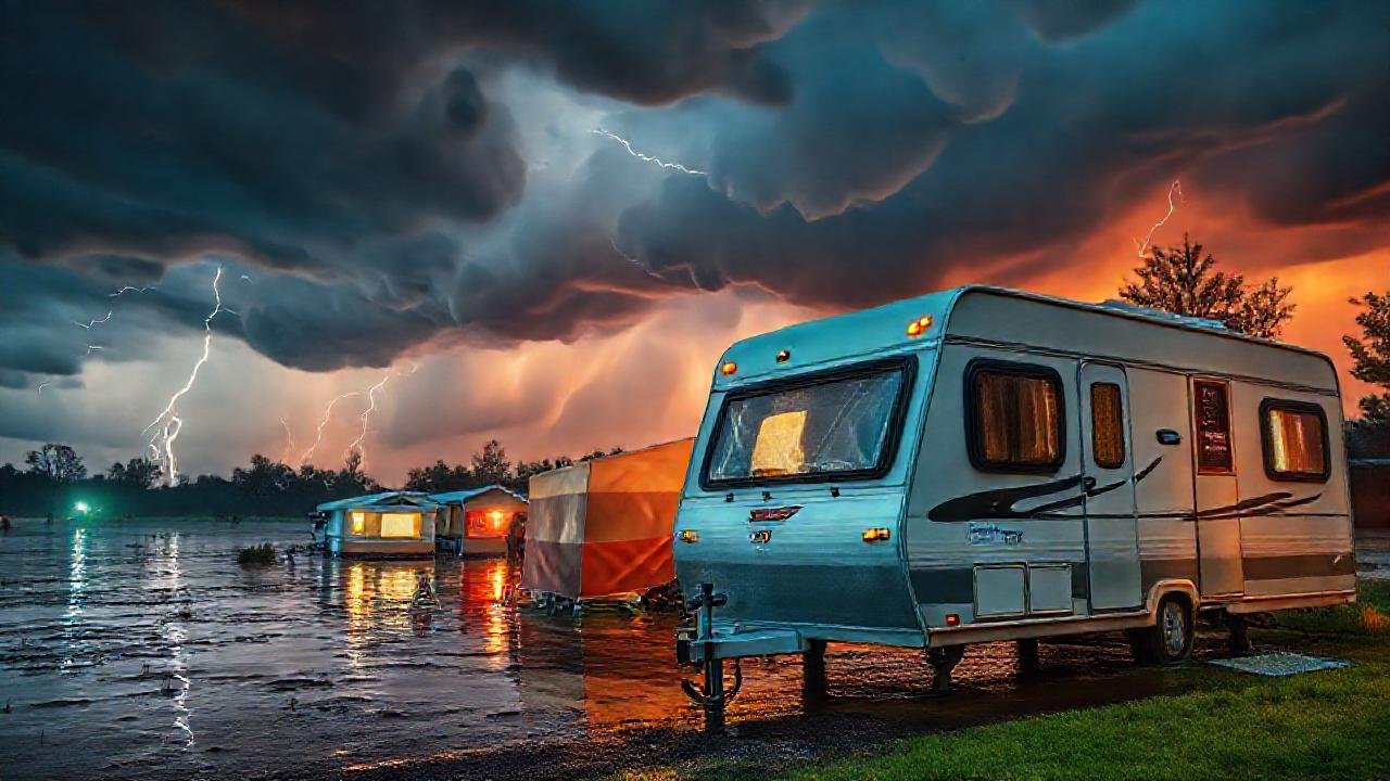 Una autocaravana enfrenta una desastrosa inundación