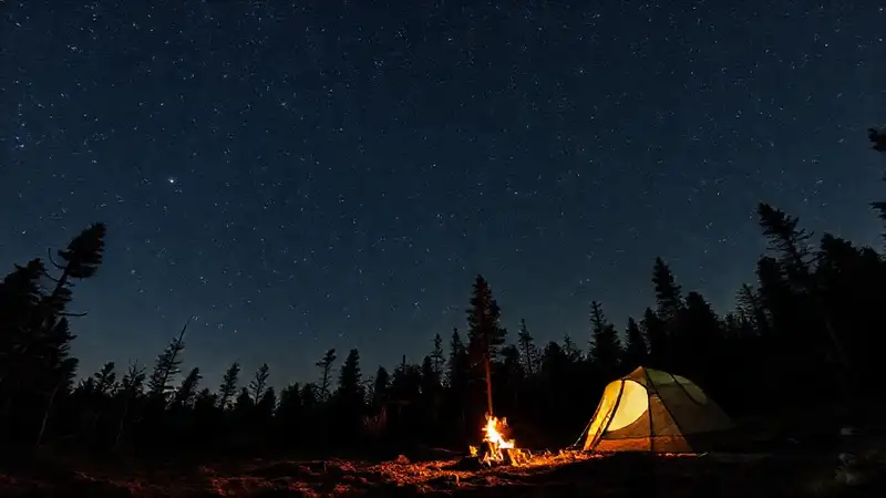 Aventura tranquila bajo cielos estrellados