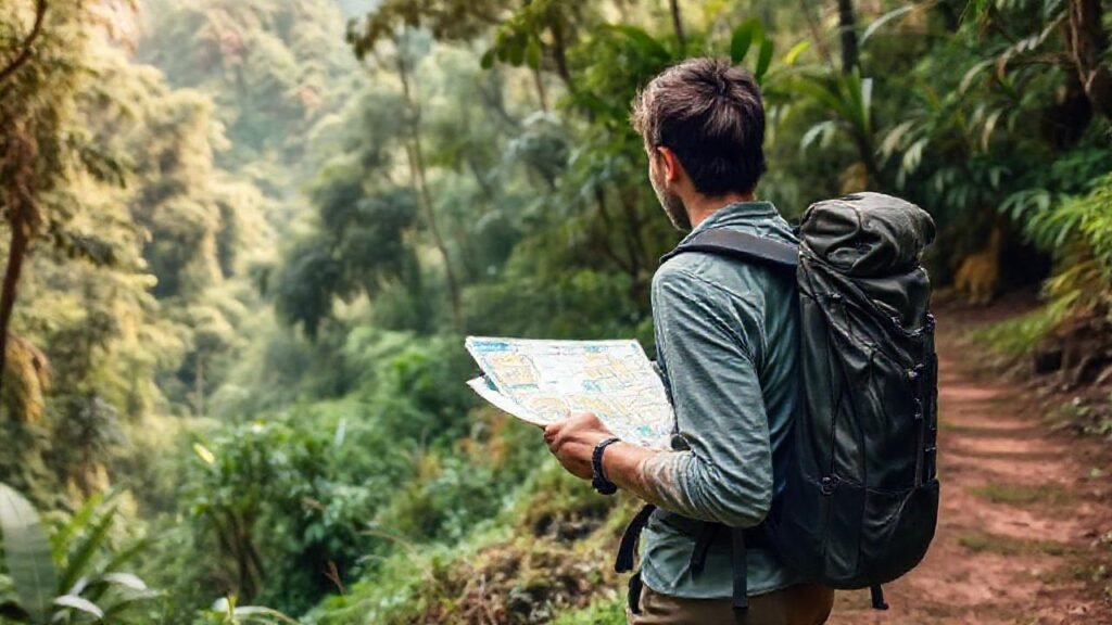 El viajero sostenible explora la selva exuberante