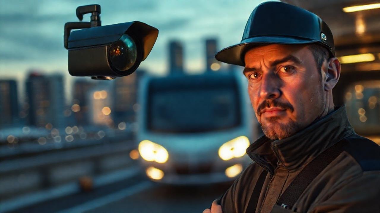 Caravana moderna ofrece seguridad avanzada al atardecer