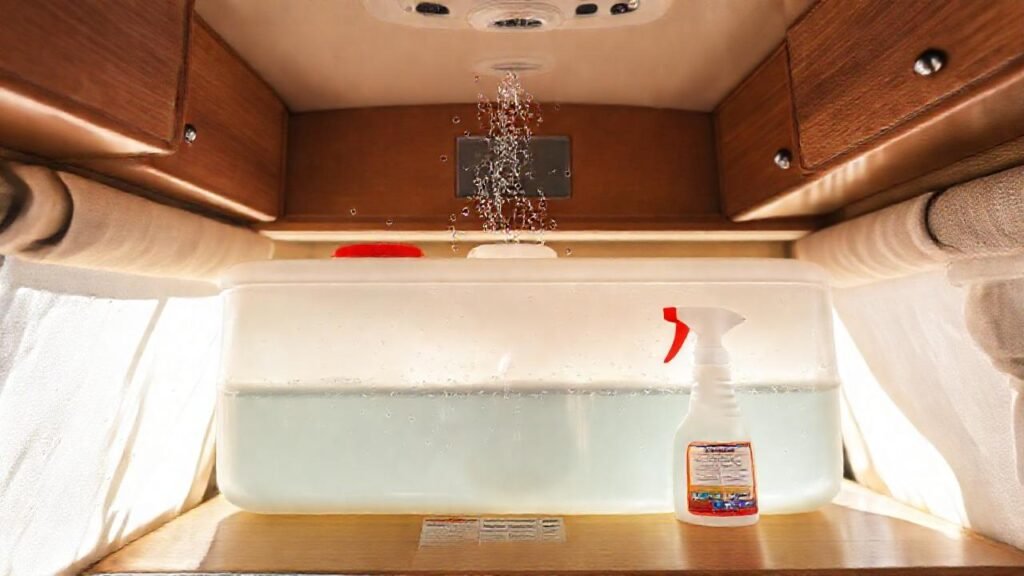 Campista feliz disfruta agua limpia y brillante