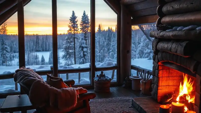Una cabaña acogedora en invierno