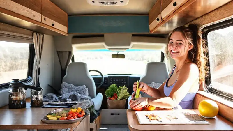 Viaje saludable y feliz en RV